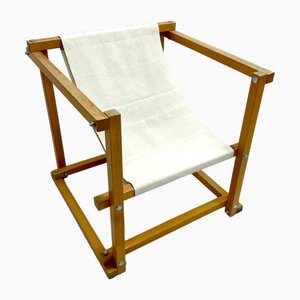 Mid-Century Modern Wood and Beige Fabric Chair by Pino Pedano, 1970s