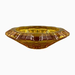 Vintage Art Deco Cut Amber Glass Bowl