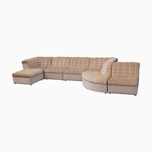 Modulares Modulares Vintage Samtsofa in Beige von Laauser, Deutschland, 1970er, 7er Set