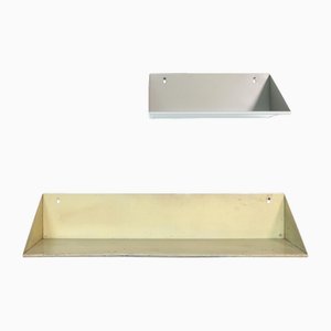 Metal Wall Shelves in Yellow and Gray by Constant Nieuwenhuys for Asmeta, 1950s, Set of 2