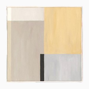 uvre d'art Abstraite en Jaune, Beige, Blanc et Gris, 1960s, Huile sur Toile