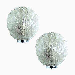 Shell Shaped Glass Wall Lights, Limburg, Germany, 1970s, Set of 2