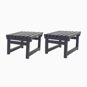 Dark Brown Wooden Side Tables, 1970s, Set of 2