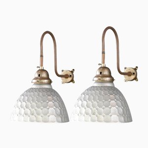 Lampade da parete in vetro Mercury, anni '20, set di 2