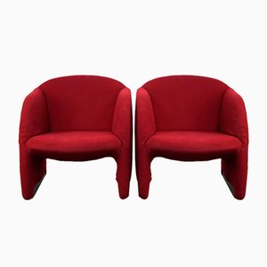 Poltrone vintage in tessuto rosso modello Ben di Artifort