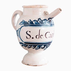 Frasco de droga húmeda de loza de Montpellier, siglo XVIII