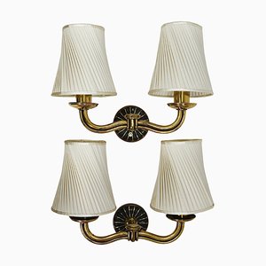 Viennese Modern Brass Sconces Wall Lights, Austria, 1940s, Set of 2