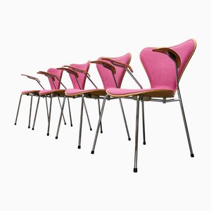 Model 3107 Armchairs Stacking Chairs by Arne Jacobsen for Fritz Hansen, Denmark, 1990, Set of 4