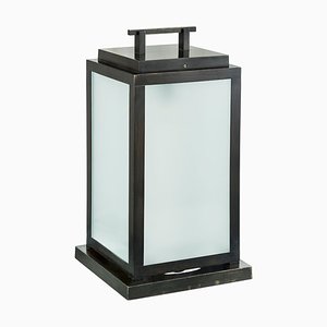 Lanterne d'Extérieur Eden en Laiton Ciré Noir avec Verre Satiné par Il Bronzetto