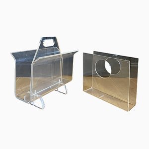Acrylic Glass Magazine Holders, 1960s, Set of 2