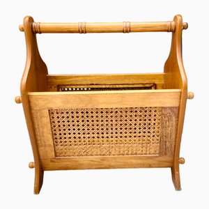 Porte-Revues en Bois et Canne, 1970s