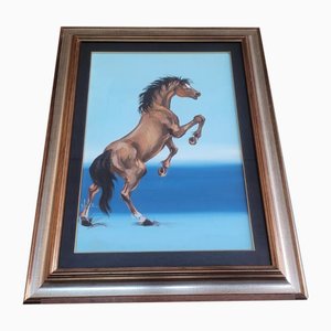 Albino Farinella, Caballo Rampante, pintura al óleo, años 90, Enmarcado