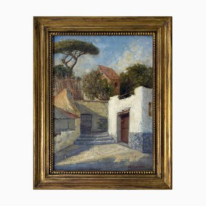Alfredo Mahieux, Forio Di Ischia, August Nachmittag, 1949, Öl auf Holz