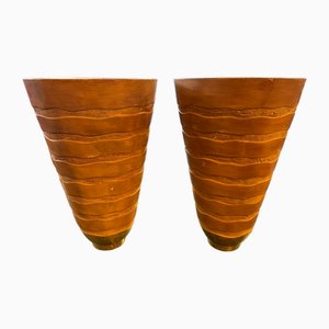 Large Ceramic and Gold Leaf Table Lamps, Set of 2