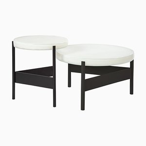Alwa Two Big 5601wb Side Table with White Top and Black Base by Sebastian Herkner for Pulpo