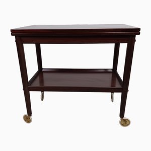 Tavolo di servizio multifunzionale Rungstedlund in mogano completamente restaurato di Ole Wanscher per Poul Jeppesens Møbelfabrik, anni '60