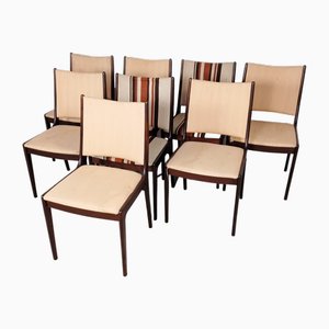 Sedie da pranzo in mogano di Johannes Andersen per Uldum Møbelfabrik, restaurata con tappezzeria personalizzabile, anni '60, set di 8