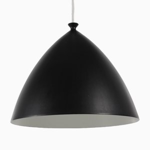 Lampe à Suspension Mid-Century Scandinave Noire en Forme de Cloche avec Courbes Douces par Jo Hammerborg, 1960s