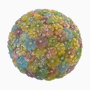 Multiple Murano Glass Flower Flushmount attributed to Seguso, 1960s