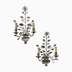 Wall Sconces with Flowers and Urns from Maison Baguès, 1950s, Set of 2