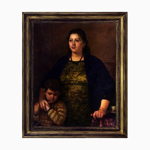Giacomo Moretti, Interno, 1970, Oil on Canvas, Framed