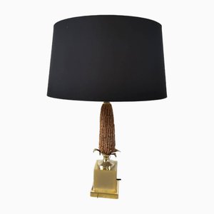 Lámpara de mesa francesa vintage de maíz, años 70