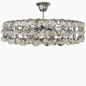 Lustre Mid-Century en Cristal Taillé, Autriche