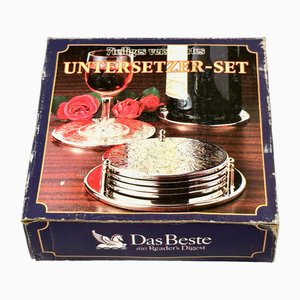 Versilberte Untersetzer mit Blumendekor von Reader's Digest, 1980er, 7 . Set