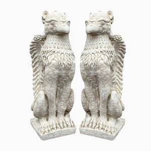 Vintage Griffins Statues, Set of 2