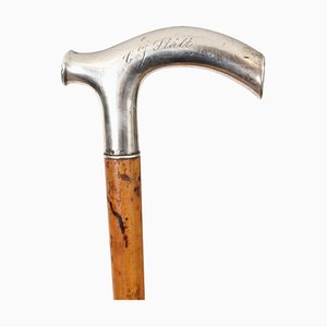 Antique Continetal Silver and Ebonized Walking Cane Stick