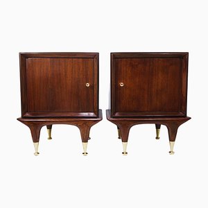 Italienische Midcentury Nachttische aus Nussholz & Messing, 1950, 2er Set