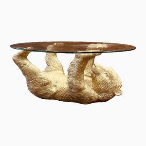 Tavolino da caffè Bear in bronzo con ripiano in vetro