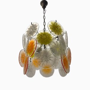 Lampadario a forma di fiocco di neve in vetro di Murano multicolore, anni '60