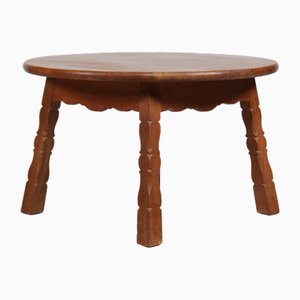 Tavolino da caffè brutalista rotondo in quercia nello stile di Axel Einar Hjorth, anni '50