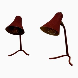 Mid-Century Italian Red Table Lamps, 1960s, Set of 2