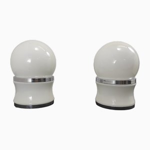 G. Reggiani zugeschriebene Tischlampen aus Opalglas, Italien, 1960er, 2er Set