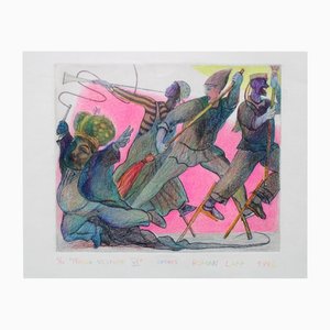 Roman Lapp, Theater History VI, 1992, Etching & Colored Pencil
