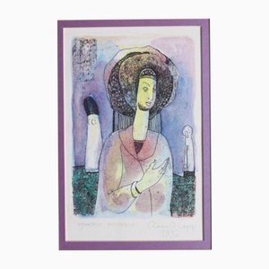 Roman Lapp, Lonely Dreamers, 1992, Etching & Watercolor
