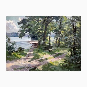 Edgars Winters, Daugava Near Lielvarde, 1972, Oil on Cardboard