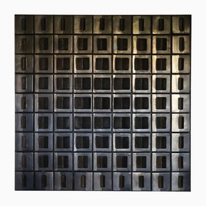 Op Art Wandskulptur, 1970er, Schwarz emaillierte Keramik