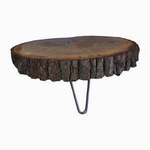 Vintage Tripod Oak Tree-Disc with Forged Steel Hairpin Swings Legs, Germany, 1980s
