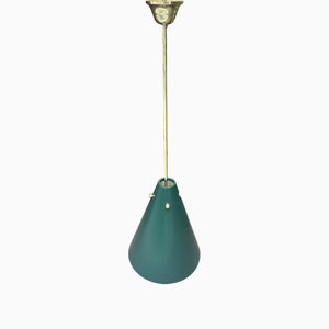 Lampadario a forma di cono in ottone, anni '70