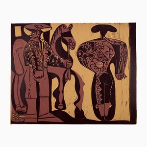 Pablo Picasso, Picador and Toreador, Original Linocut, 1962