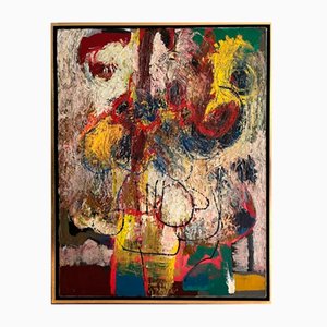 Jan Engelchor, Composición abstracta, óleo sobre lienzo, años 50