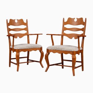 Set of Danish Razor Blade Armchairs in Oak by Henning Kjærnulf, 1970s
