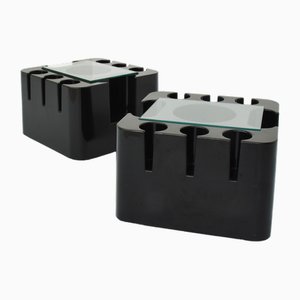 Table Basse Noire Modèle Bacco par Sergio Asti pour Artemide, Italie, 1967, Set de 2