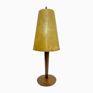 Lámpara de mesa Mid-Century de madera y fibra atribuida a Louis Kalff para Philips, años 50