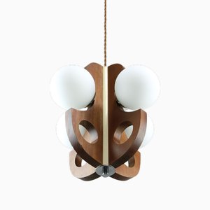Mid-Century Scandinavian Chrome & Opaline Chandelier, 1960s