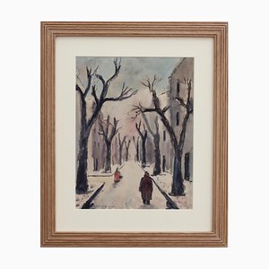 Max Escalon de Fonton, Provencal Plane Trees in Winter, Gouache, Framed