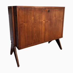 Mid-Century Modern Italian Walnut and Brass Dry Bar Cabinet, 1960s